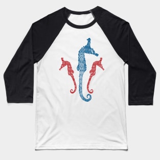 Polynesian Hawaiian Patterned Seahorses Baseball T-Shirt